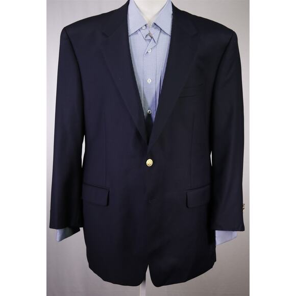Lauren Ralph Lauren Mens Navy Blue Gold Button Blazer Jacket Wool 46R - Picture 2 of 8